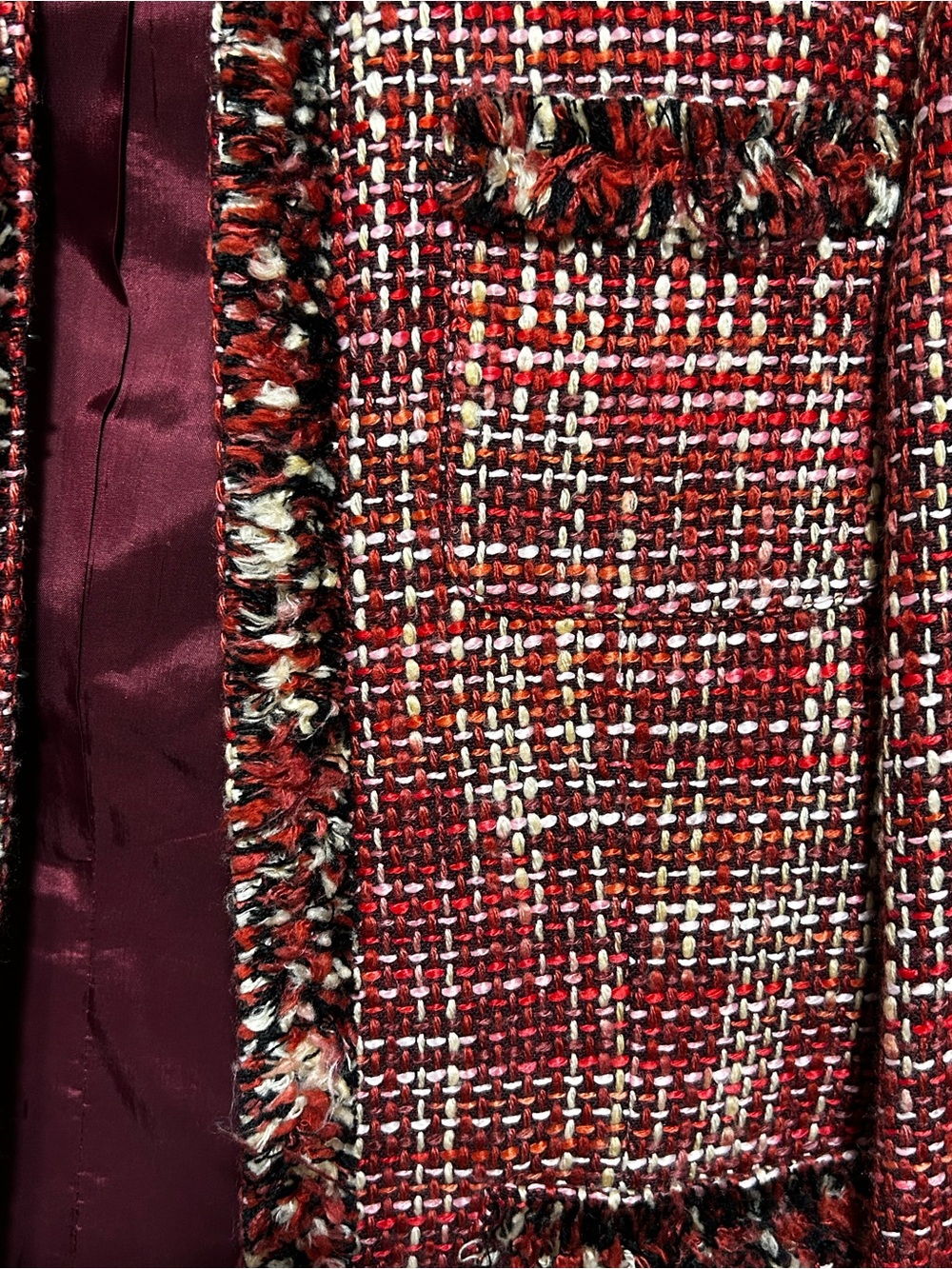 Vintage Rafaella Red Tweed Fringe Jacket - Picture 5 of 7